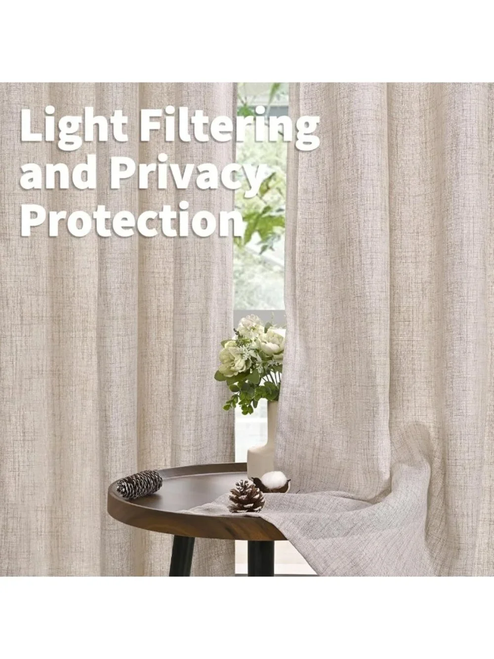 Linen Semi-Sheer Curtains 63